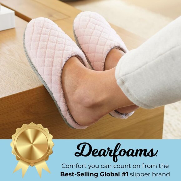 Women's Memory Foam Indoor House Slippers Leslie Terry Clog House Shoes with Wid - Picture 2 of 6